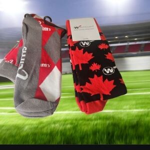 Men’s dresss socks 2 pair NEW Watch card is the company. Red&B maple leafs